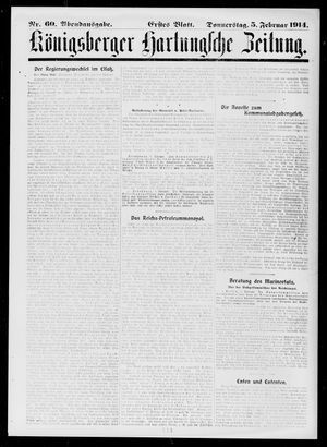 Königsberger Hartungsche Zeitung vom 05.02.1914