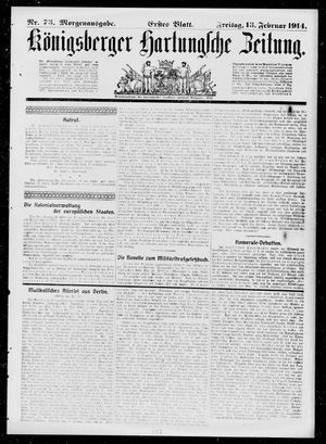 Königsberger Hartungsche Zeitung vom 13.02.1914