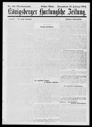 Königsberger Hartungsche Zeitung on Feb 21, 1914