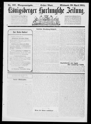 Königsberger Hartungsche Zeitung on Apr 29, 1914