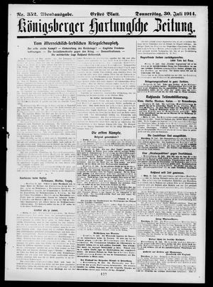 Königsberger Hartungsche Zeitung vom 30.07.1914