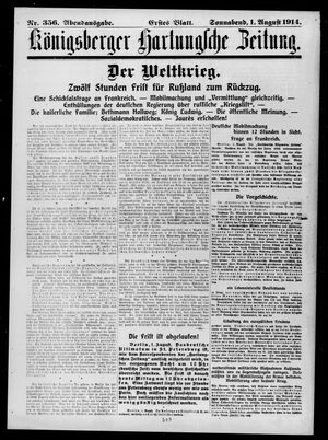 Königsberger Hartungsche Zeitung on Aug 1, 1914