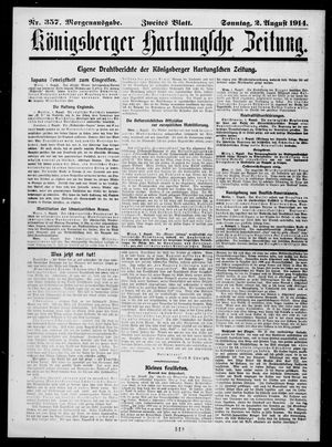 Königsberger Hartungsche Zeitung vom 02.08.1914