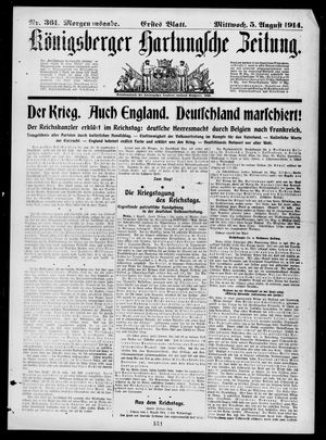 Königsberger Hartungsche Zeitung on Aug 5, 1914