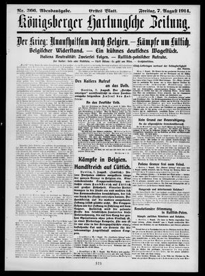 Königsberger Hartungsche Zeitung on Aug 7, 1914