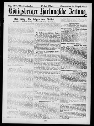 Königsberger Hartungsche Zeitung vom 08.08.1914