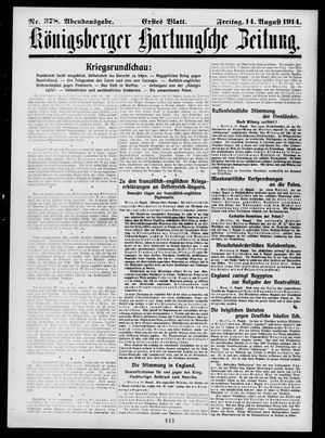 Königsberger Hartungsche Zeitung on Aug 14, 1914