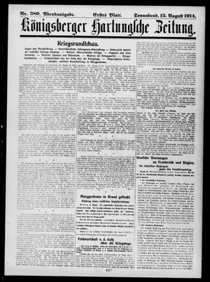 Königsberger Hartungsche Zeitung vom 15.08.1914