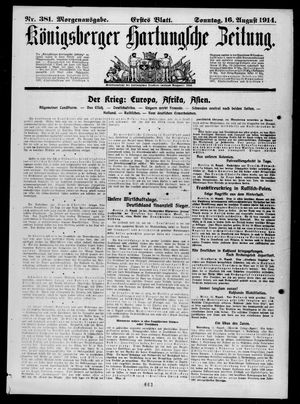 Königsberger Hartungsche Zeitung vom 16.08.1914