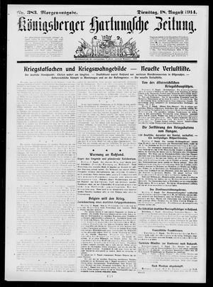 Königsberger Hartungsche Zeitung vom 18.08.1914