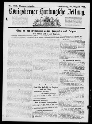 Königsberger Hartungsche Zeitung vom 20.08.1914