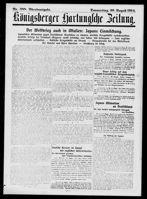 Königsberger Hartungsche Zeitung on Aug 20, 1914