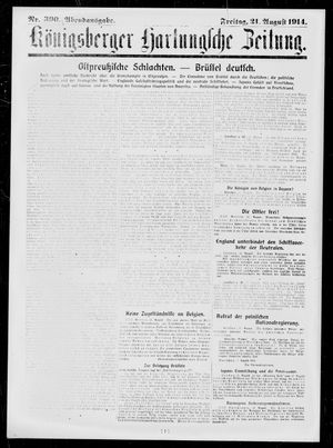 Königsberger Hartungsche Zeitung vom 21.08.1914