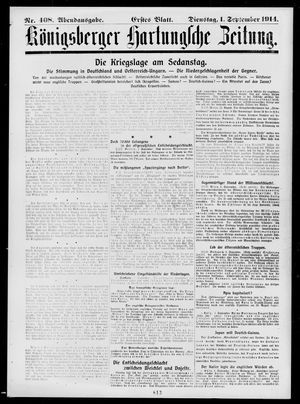 Königsberger Hartungsche Zeitung vom 01.09.1914