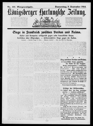 Königsberger Hartungsche Zeitung on Sep 3, 1914