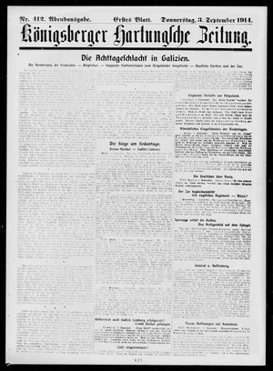 Königsberger Hartungsche Zeitung on Sep 3, 1914