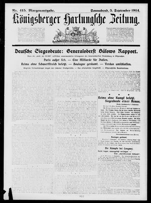 Königsberger Hartungsche Zeitung vom 05.09.1914