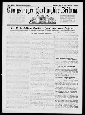 Königsberger Hartungsche Zeitung vom 08.09.1914