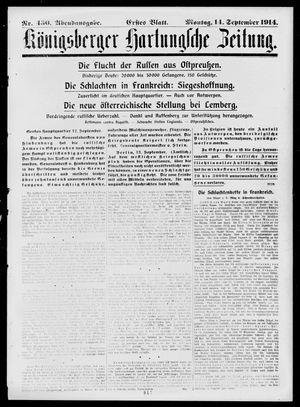Königsberger Hartungsche Zeitung vom 14.09.1914
