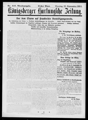 Königsberger Hartungsche Zeitung vom 21.09.1914