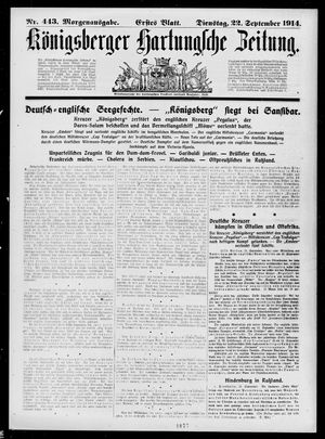 Königsberger Hartungsche Zeitung vom 22.09.1914