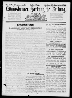 Königsberger Hartungsche Zeitung on Sep 25, 1914