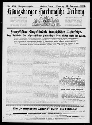 Königsberger Hartungsche Zeitung vom 27.09.1914