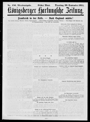 Königsberger Hartungsche Zeitung vom 29.09.1914