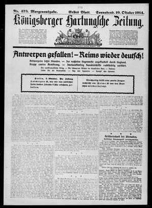 Königsberger Hartungsche Zeitung vom 10.10.1914