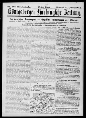 Königsberger Hartungsche Zeitung vom 14.10.1914