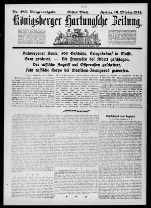 Königsberger Hartungsche Zeitung vom 16.10.1914