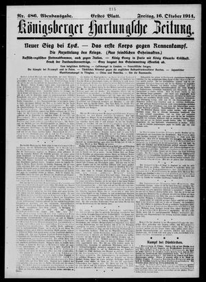 Königsberger Hartungsche Zeitung vom 16.10.1914