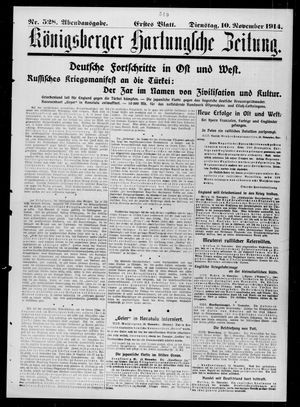 Königsberger Hartungsche Zeitung vom 10.11.1914