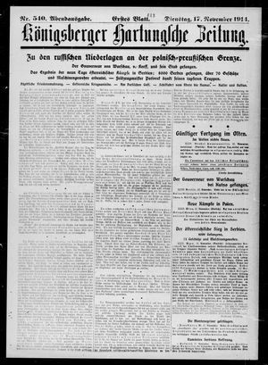 Königsberger Hartungsche Zeitung vom 17.11.1914