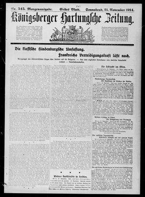 Königsberger Hartungsche Zeitung vom 21.11.1914
