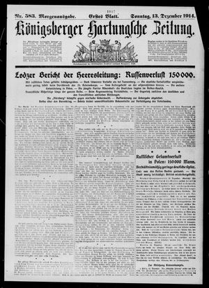 Königsberger Hartungsche Zeitung vom 13.12.1914