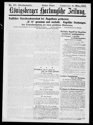 Königsberger Hartungsche Zeitung vom 11.03.1915