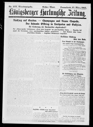 Königsberger Hartungsche Zeitung on Mar 13, 1915
