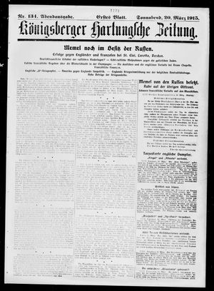 Königsberger Hartungsche Zeitung vom 20.03.1915