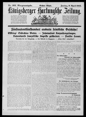 Königsberger Hartungsche Zeitung vom 09.04.1915