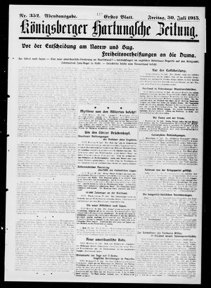 Königsberger Hartungsche Zeitung on Jul 30, 1915