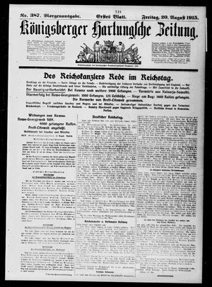 Königsberger Hartungsche Zeitung vom 20.08.1915