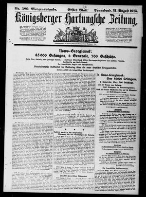 Königsberger Hartungsche Zeitung vom 21.08.1915