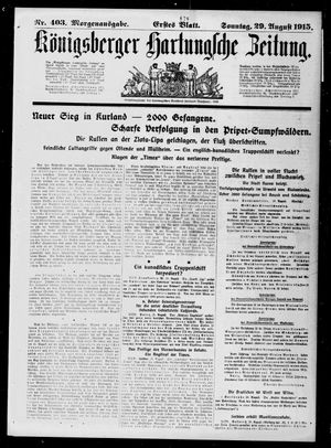 Königsberger Hartungsche Zeitung vom 29.08.1915