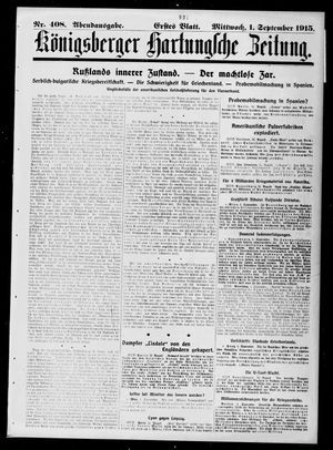 Königsberger Hartungsche Zeitung on Sep 1, 1915