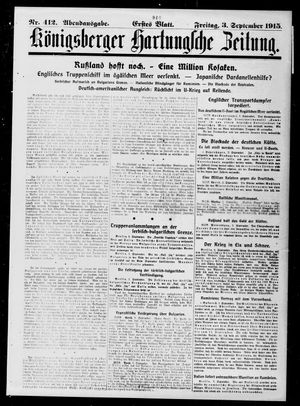 Königsberger Hartungsche Zeitung on Sep 3, 1915