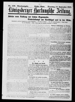 Königsberger Hartungsche Zeitung on Sep 14, 1915