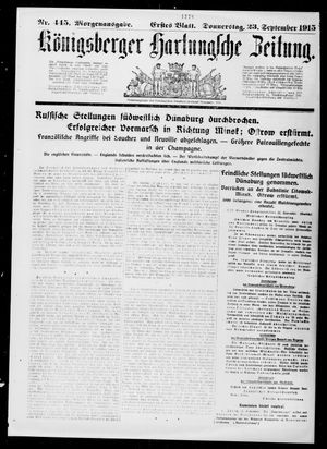 Königsberger Hartungsche Zeitung vom 23.09.1915