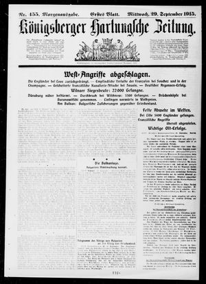 Königsberger Hartungsche Zeitung vom 29.09.1915