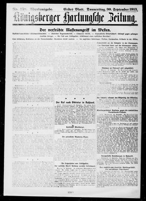 Königsberger Hartungsche Zeitung vom 30.09.1915